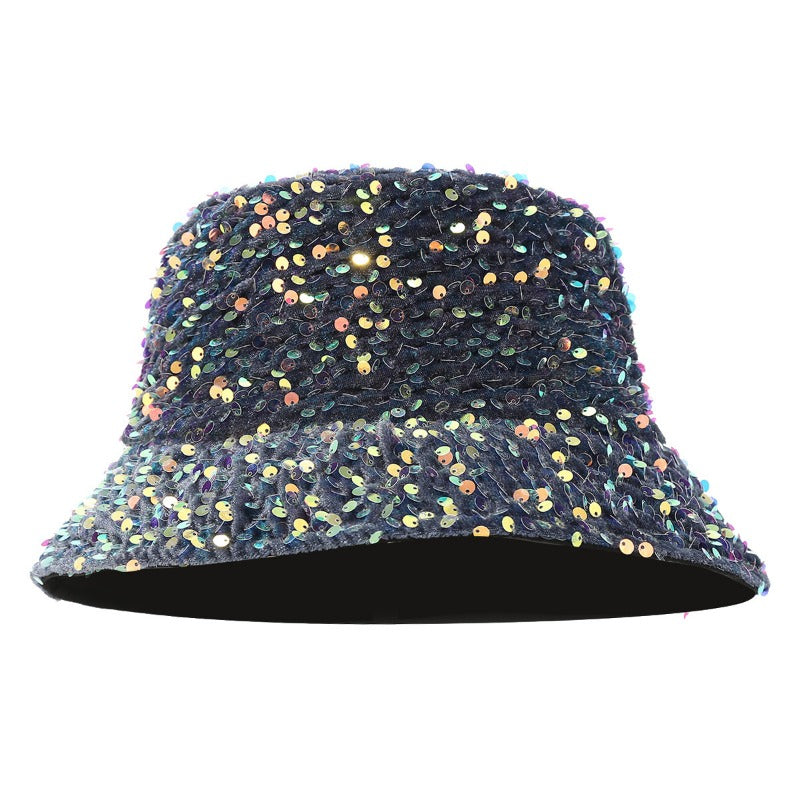 Wholesale Fashion Sequins Show Face Small Versatile Double-sided Sunshade Personality Street Fisherman Sun Hat